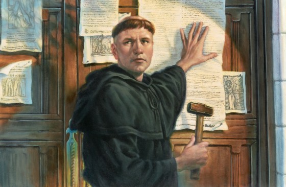 A painting of Martin Luther nailing his 95 theses to the door of Castle Church in Wittenberg, Germany. (Photo: Greg Copeland/Concordia Publishing)